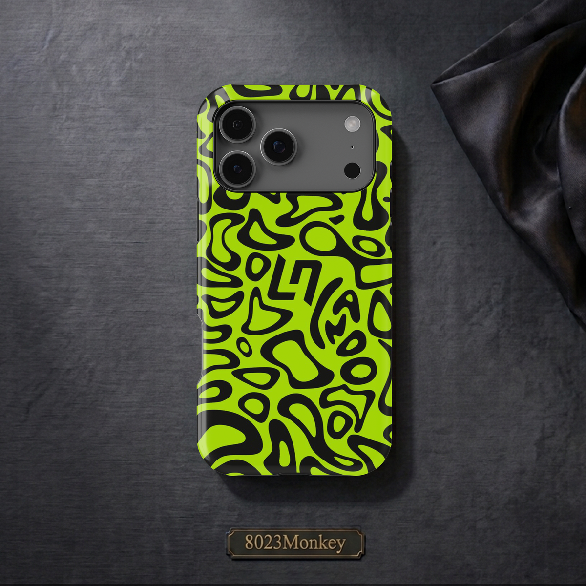 Lando Neon Green Abstract Blob MgaSafe Tough Phone Case for iPhone and Samsung