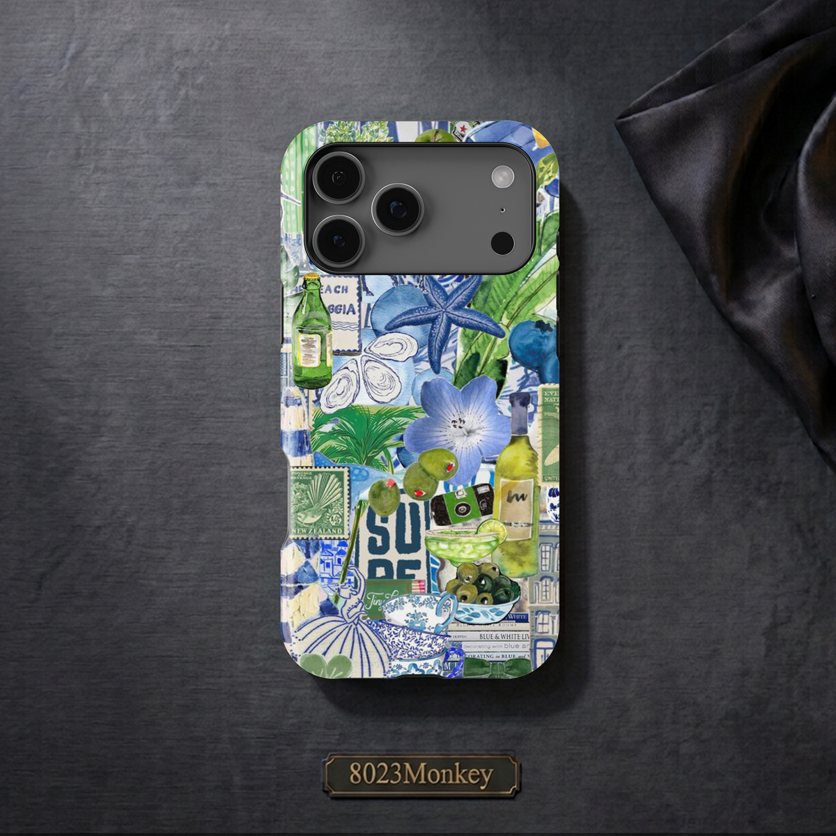 Blue Green Summer Collage MgaSafe Tough Phone Case for iPhone and Samsung