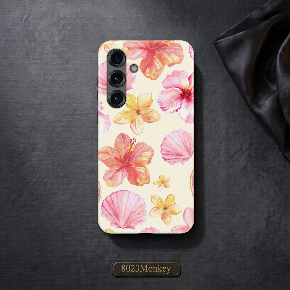 Watercolor Tropical Hibiscus Shell MgaSafe Tough Phone Case for iPhone and Samsung