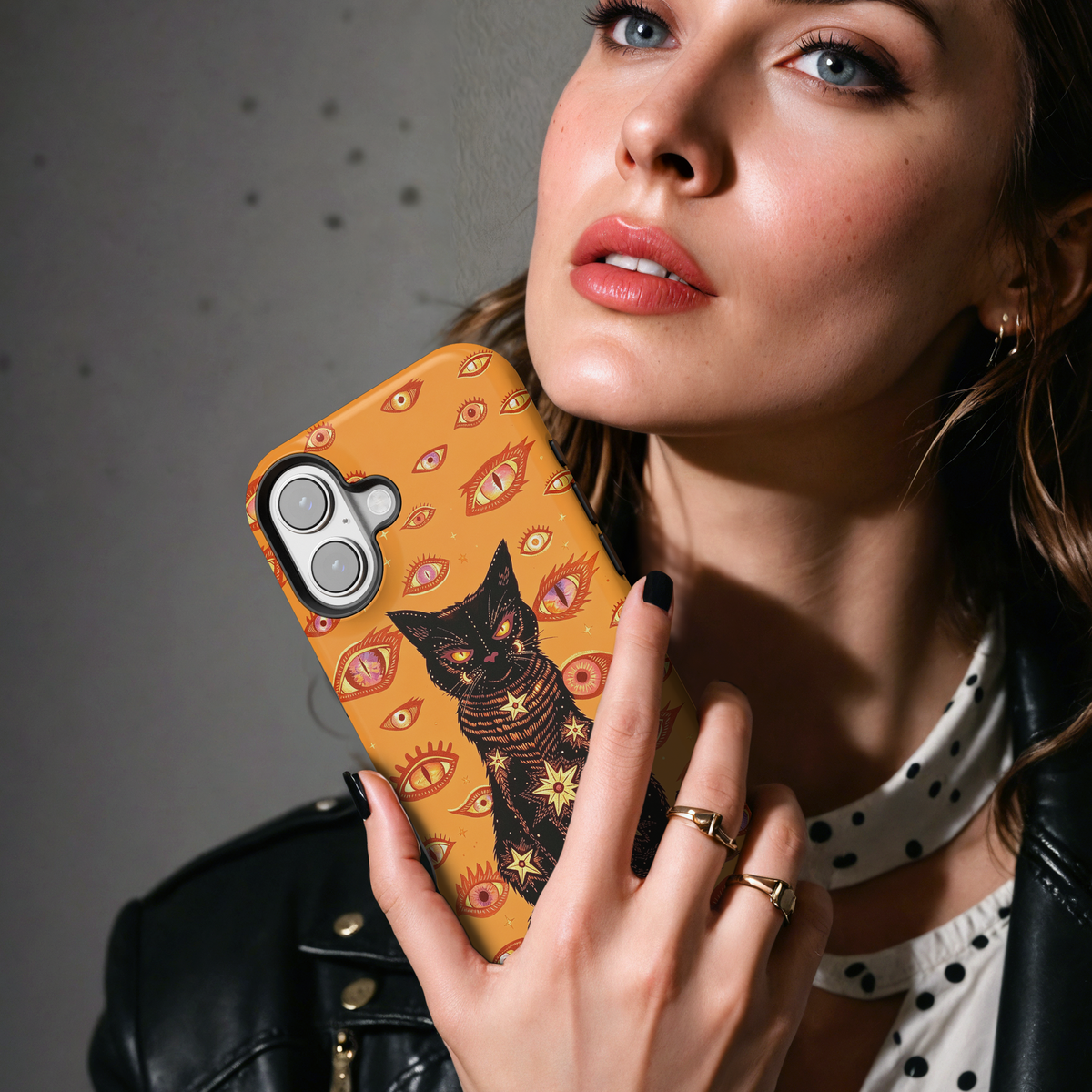 Celestial Witch Cat Print MgaSafe Tough Phone Case for iPhone and Samsung