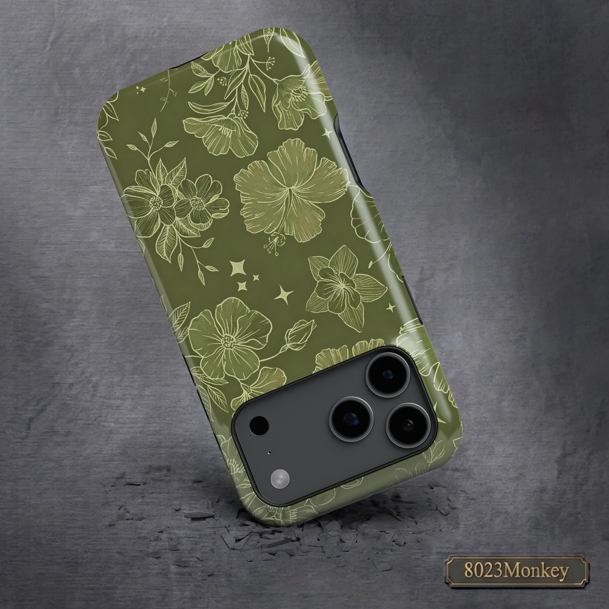 Dark Green Wildflower MgaSafe Tough Phone Case for iPhone and Samsung