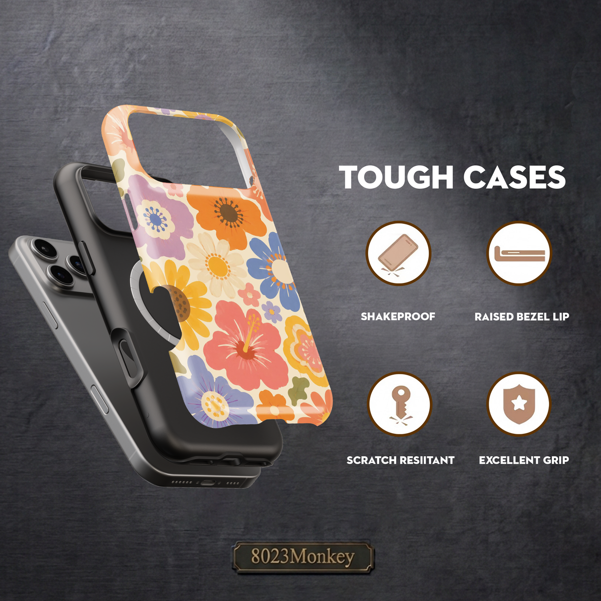 70s Groovy Floral MgaSafe Tough Phone Case for iPhone and Samsung