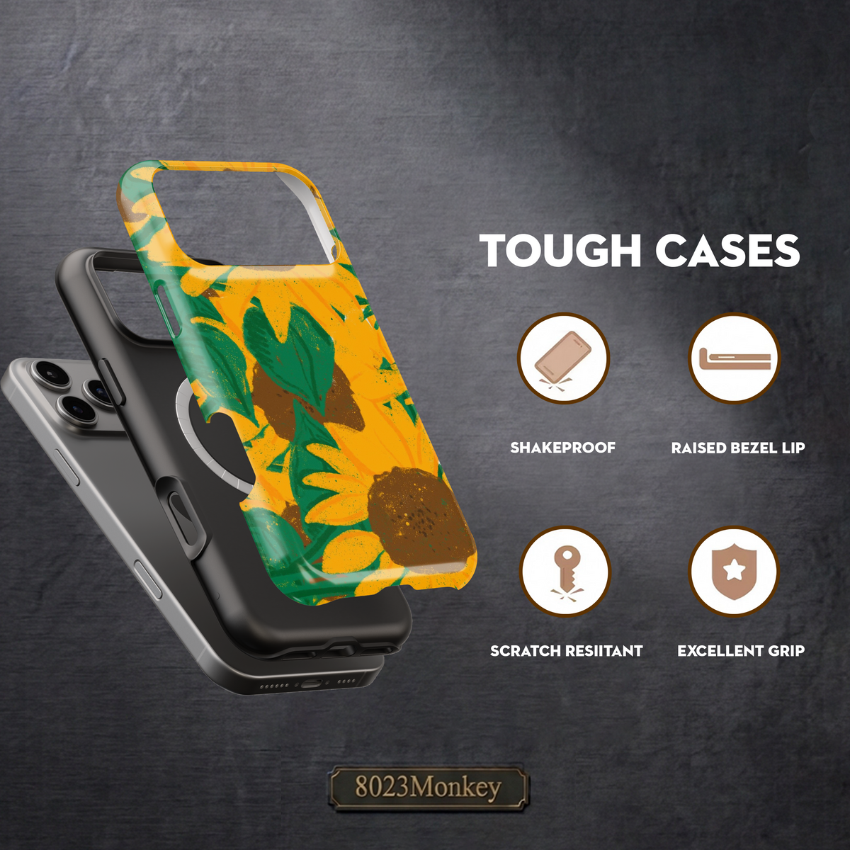 Vintage Sunflower Art MgaSafe Tough Cover for iPhone and Samsung