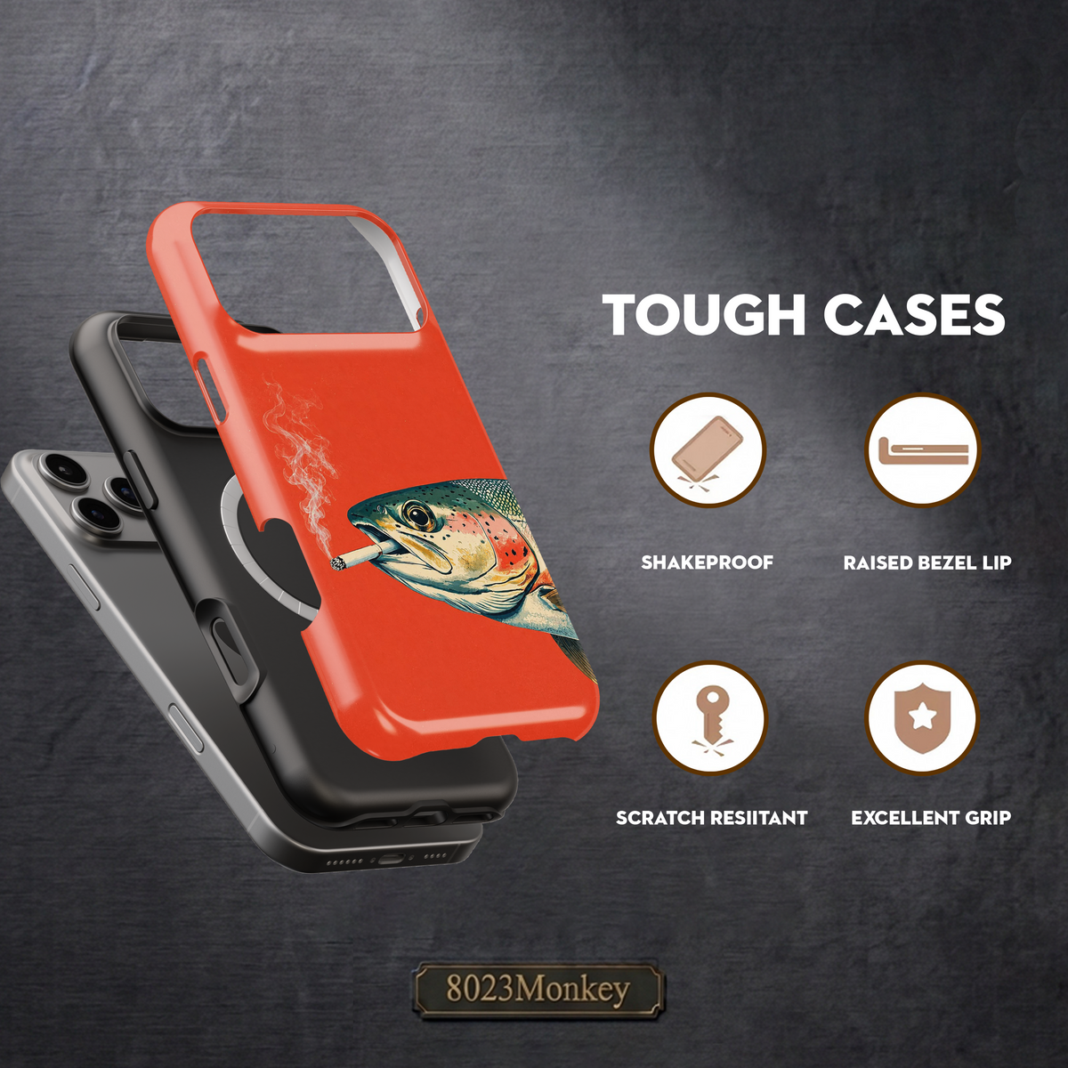Funny Smoking Trout Fish MgaSafe Tough Cover for iPhone and Samsung