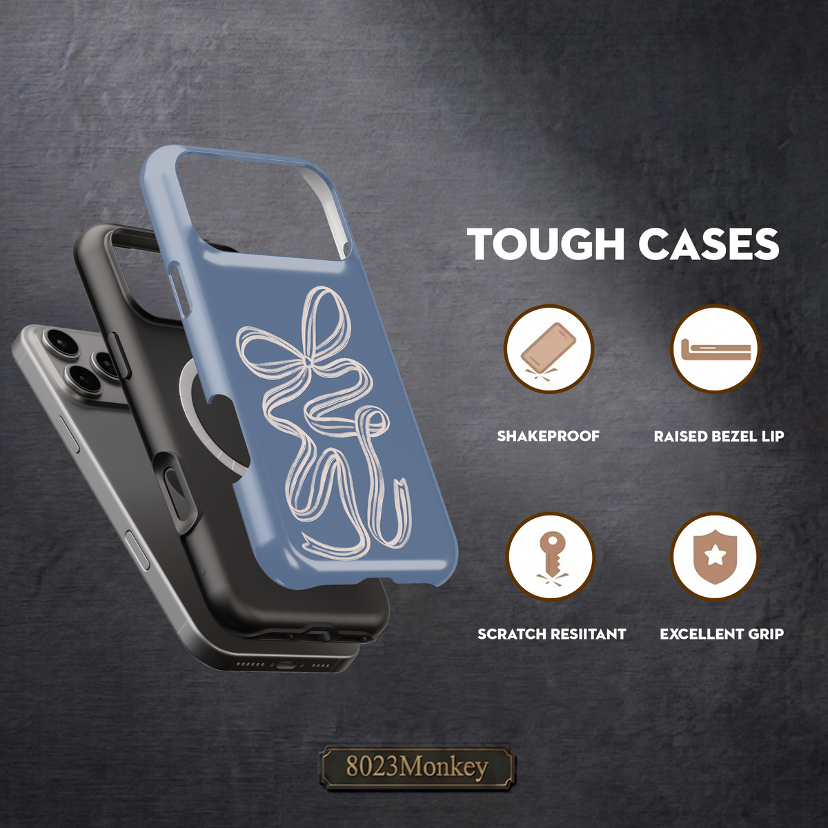 Minimal White Ribbon Bow MgaSafe Tough Phone Case for iPhone and Samsung