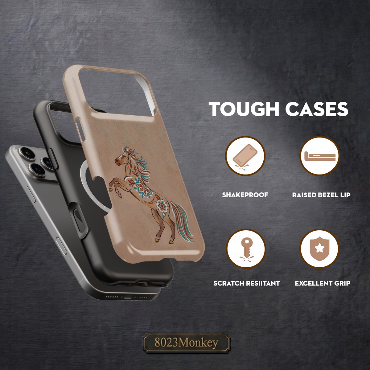 Western Boho Horse MgaSafe Tough Phone Case for iPhone and Samsung-55