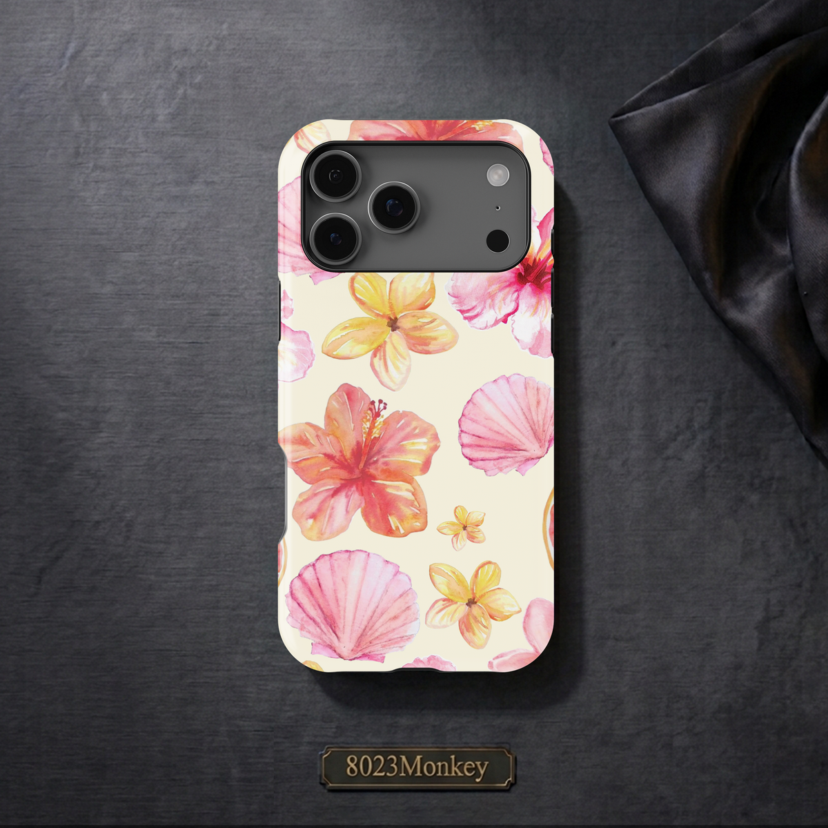 Watercolor Tropical Hibiscus Shell MgaSafe Tough Phone Case for iPhone and Samsung