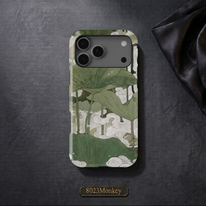 Green Lotus Leaf Frog MgaSafe Tough Phone Case for iPhone and Samsung
