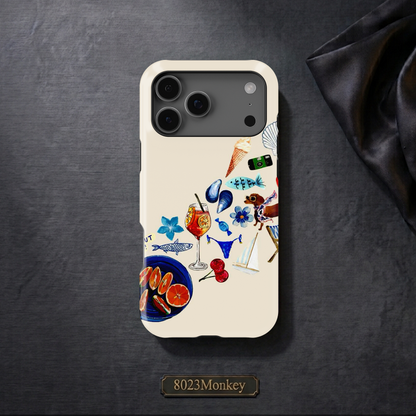 Preppy Beach Vacation Collage MgaSafe Tough Phone Case for iPhone and Samsung