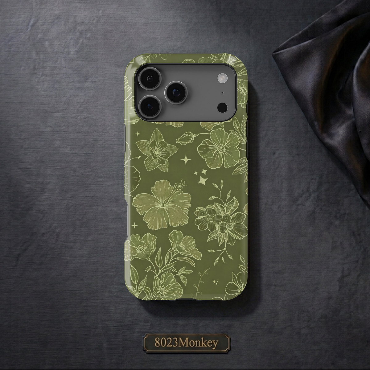 Dark Green Wildflower MgaSafe Tough Phone Case for iPhone and Samsung