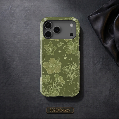 Dark Green Wildflower MgaSafe Tough Phone Case for iPhone and Samsung