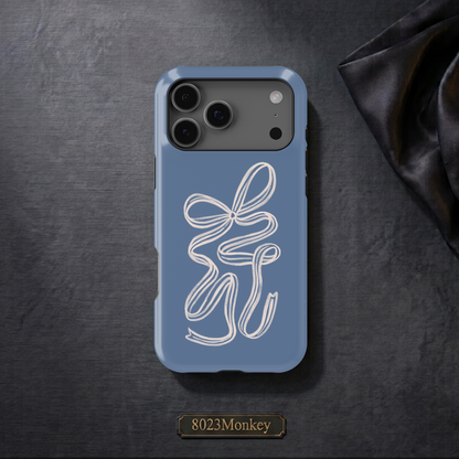Minimal White Ribbon Bow MgaSafe Tough Phone Case for iPhone and Samsung