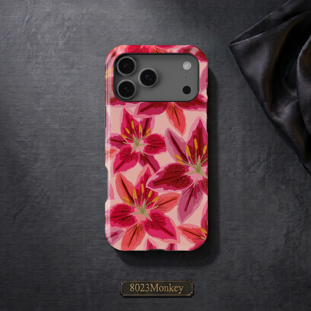 Magenta Lily Floral MgaSafe Tough Cover for iPhone and Samsung