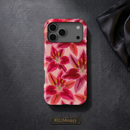 Magenta Lily Floral MgaSafe Tough Cover for iPhone and Samsung