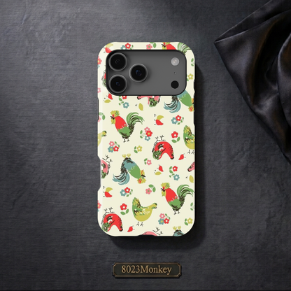 Rooster Chicken Floral MgaSafe Tough Phone Case for iPhone and Samsung