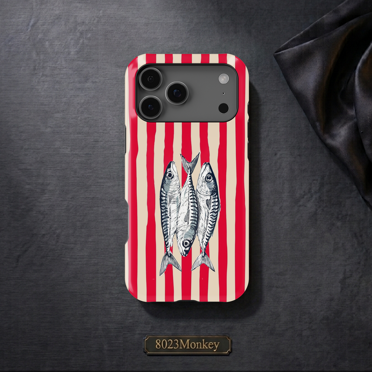 Retro Linocut Three Fish MgaSafe Tough Phone Case for iPhone and Samsung-44