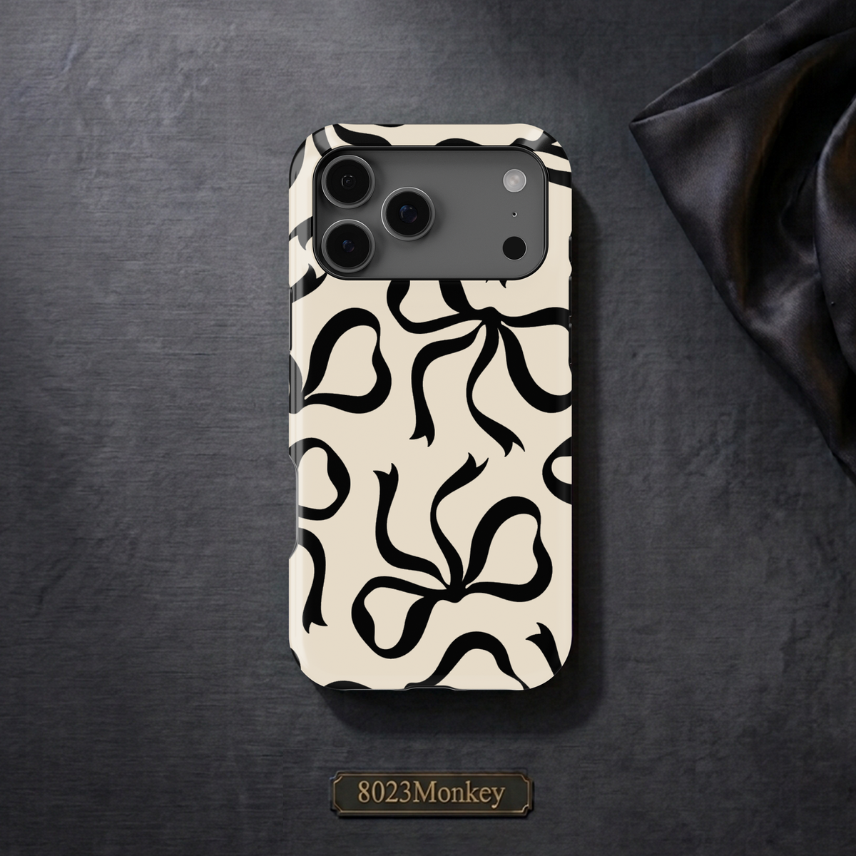 Black Bow Ribbon MgaSafe Tough Cover for iPhone and Samsung