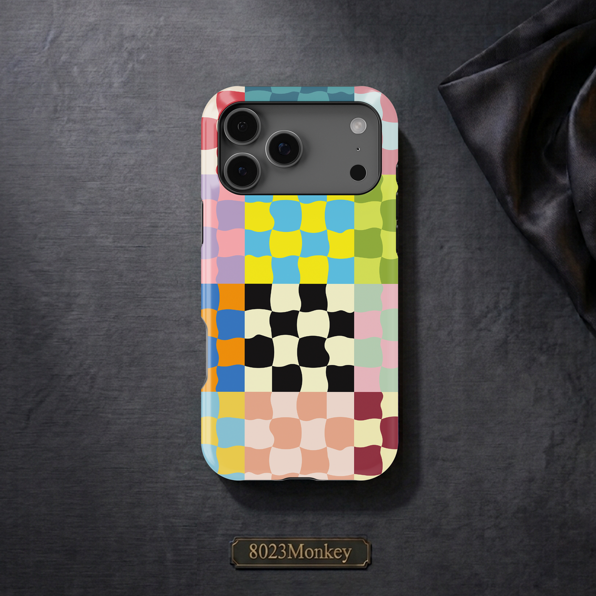 Wavy Checkerboard Patchwork MgaSafe Tough Cover for iPhone and Samsung