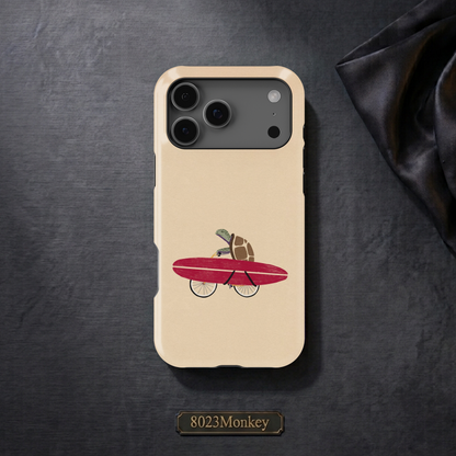 Funny Turtle Surfboard Bicycle MgaSafe Tough Phone Case for iPhone and Samsung
