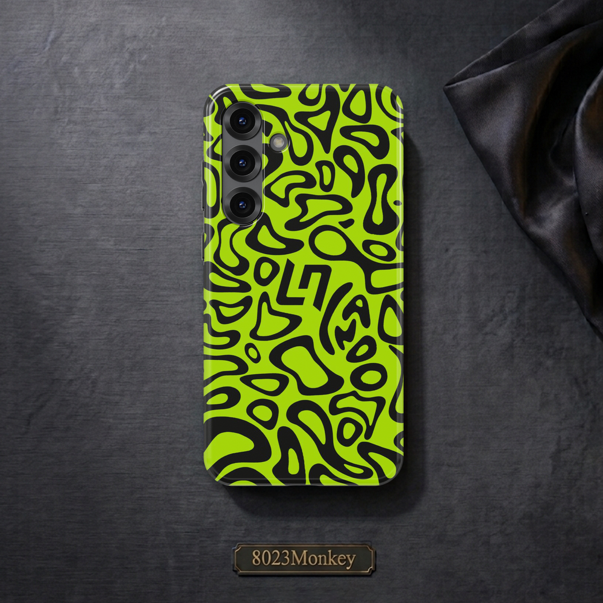 Lando Neon Green Abstract Blob MgaSafe Tough Phone Case for iPhone and Samsung