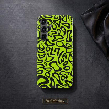 Lando Neon Green Abstract Blob MgaSafe Tough Phone Case for iPhone and Samsung