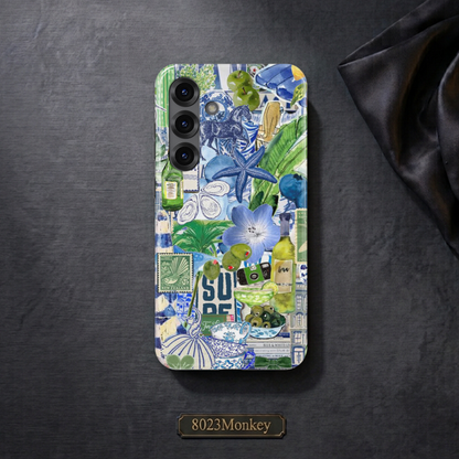Blue Green Summer Collage MgaSafe Tough Phone Case for iPhone and Samsung