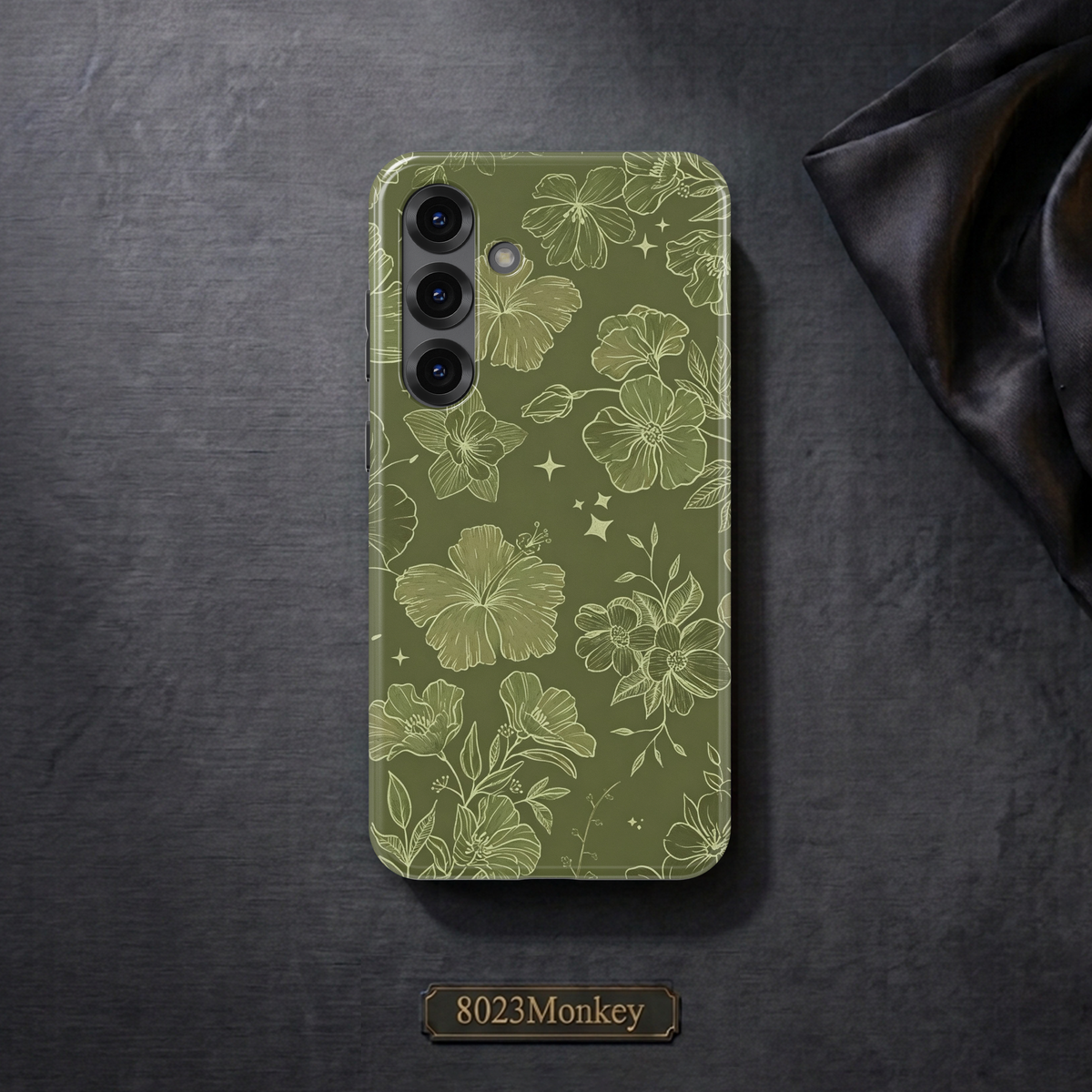 Dark Green Wildflower MgaSafe Tough Phone Case for iPhone and Samsung