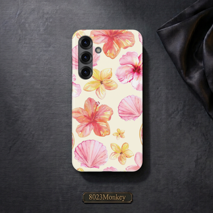 Watercolor Tropical Hibiscus Shell MgaSafe Tough Phone Case for iPhone and Samsung