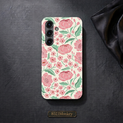 Retro Pink Wildflower MgaSafe Tough Phone Case for iPhone and Samsung