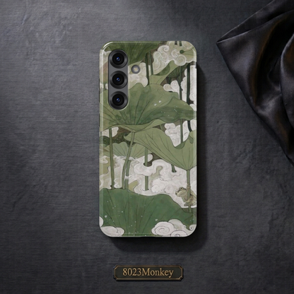 Green Lotus Leaf Frog MgaSafe Tough Phone Case for iPhone and Samsung