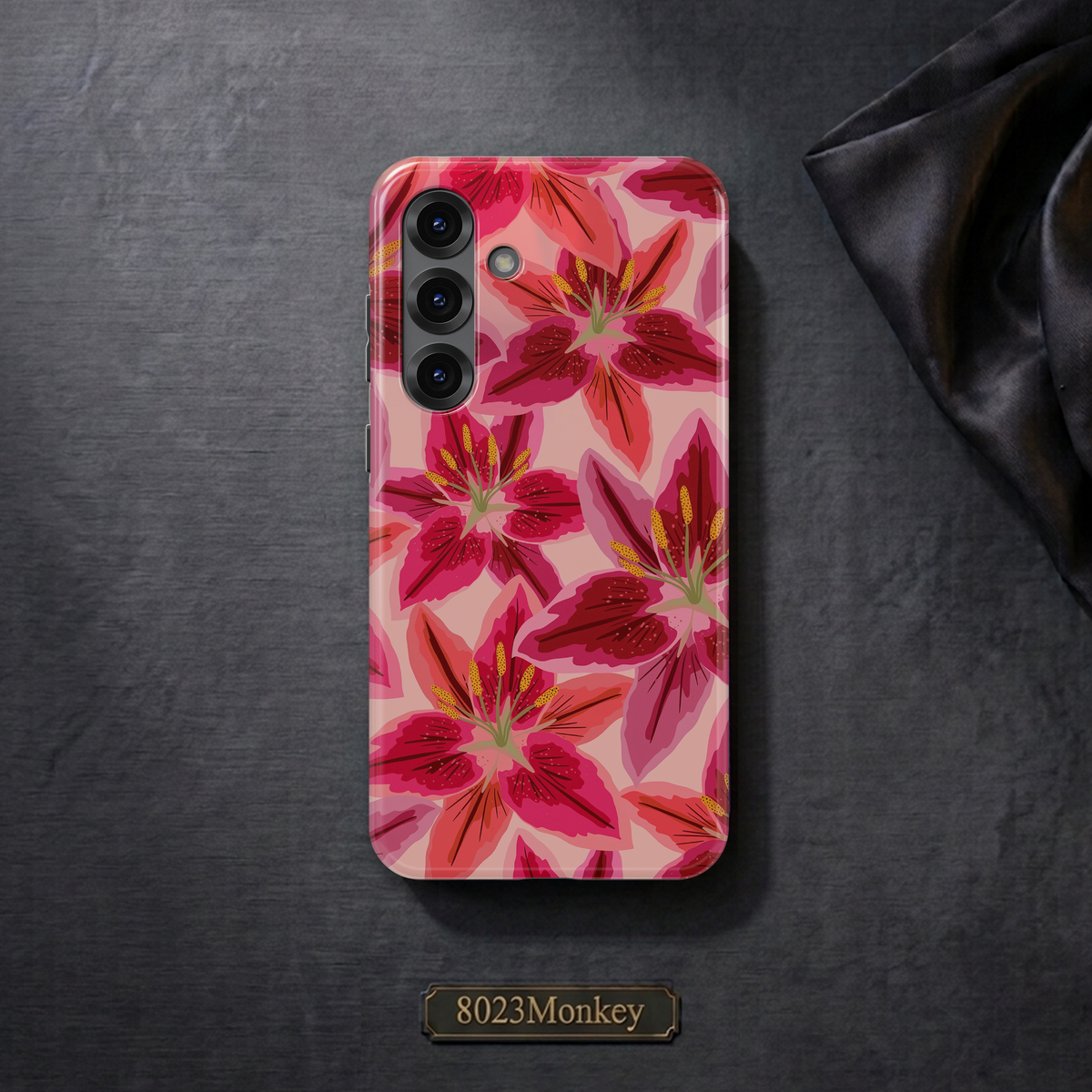 Magenta Lily Floral MgaSafe Tough Cover for iPhone and Samsung