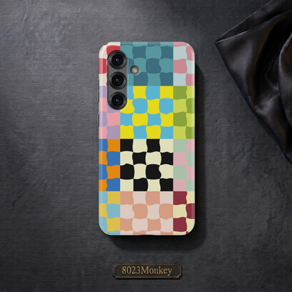 Wavy Checkerboard Patchwork MgaSafe Tough Cover for iPhone and Samsung