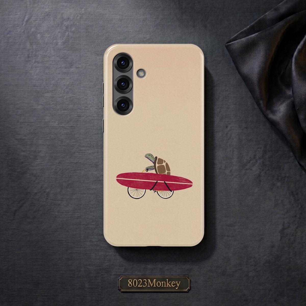Funny Turtle Surfboard Bicycle MgaSafe Tough Phone Case for iPhone and Samsung