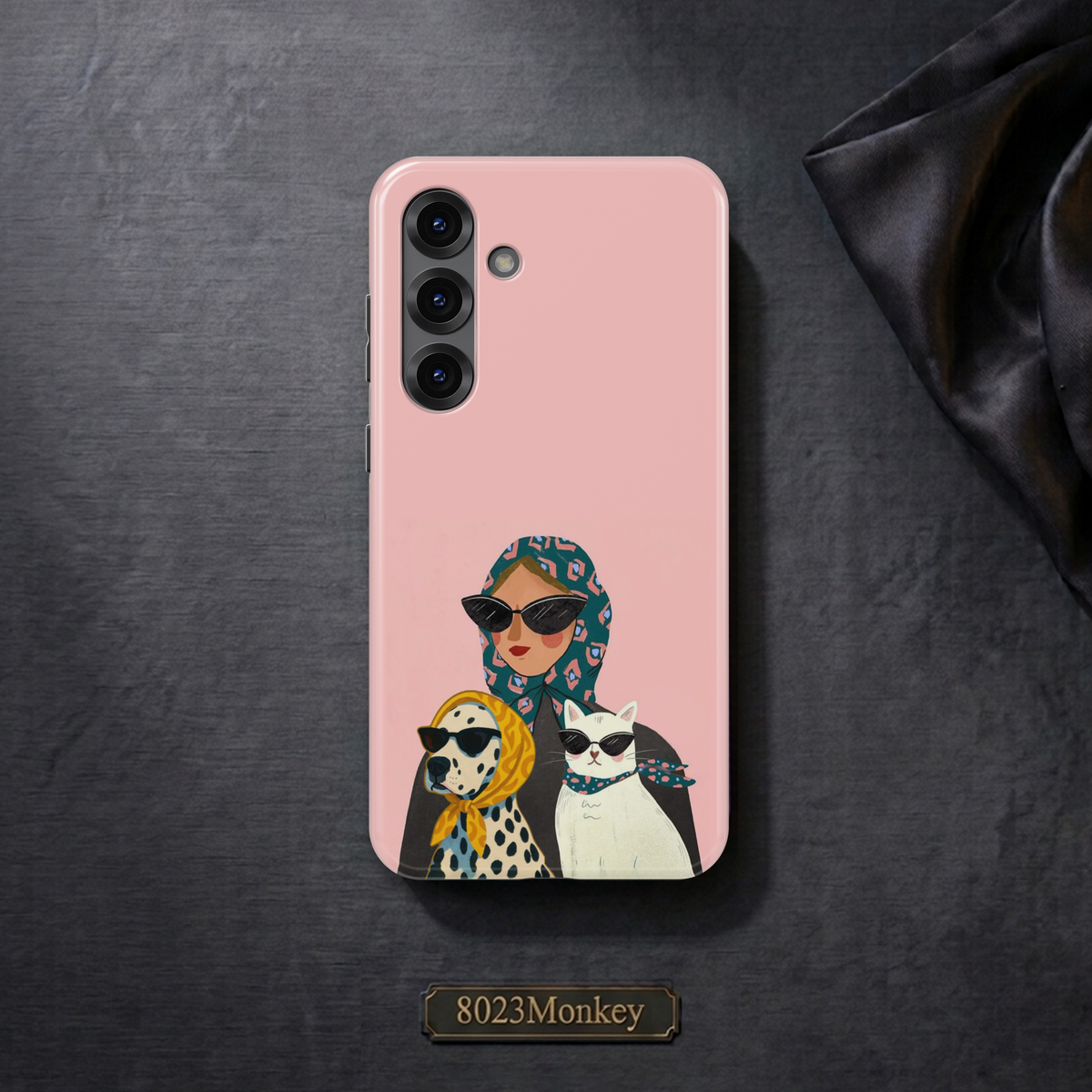 Cool Woman Cat Dog Art MgaSafe Tough Cover for iPhone and Samsung