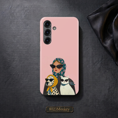 Cool Woman Cat Dog Art MgaSafe Tough Cover for iPhone and Samsung