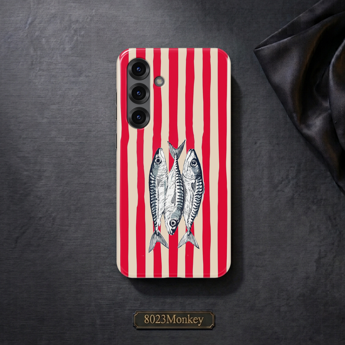 Retro Linocut Three Fish MgaSafe Tough Phone Case for iPhone and Samsung-44