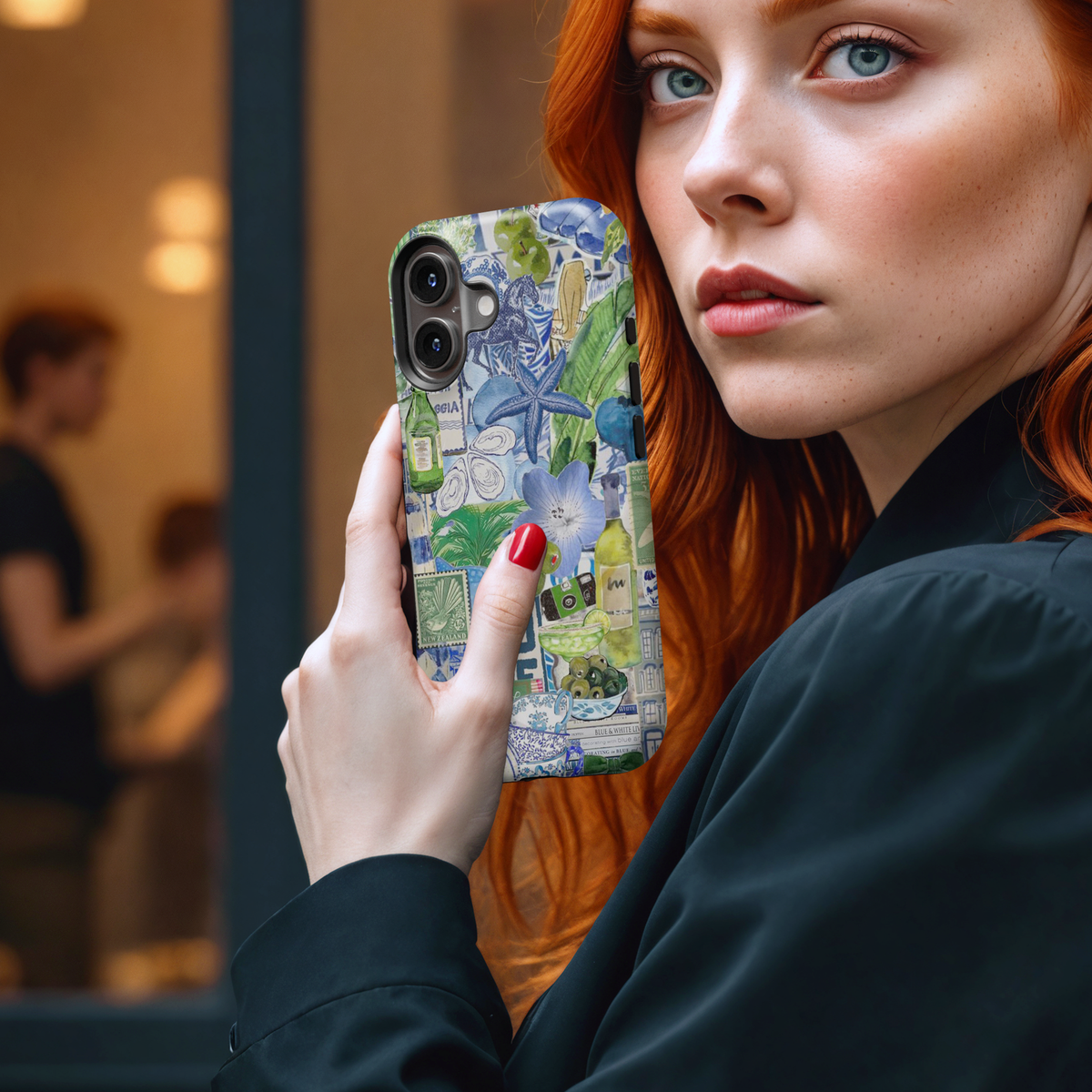 Blue Green Summer Collage MgaSafe Tough Phone Case for iPhone and Samsung