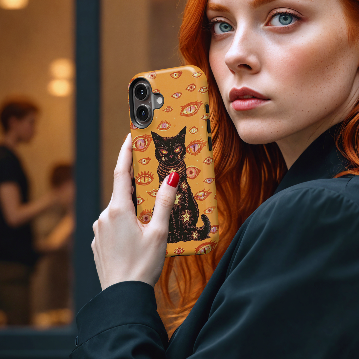 Celestial Witch Cat Print MgaSafe Tough Phone Case for iPhone and Samsung