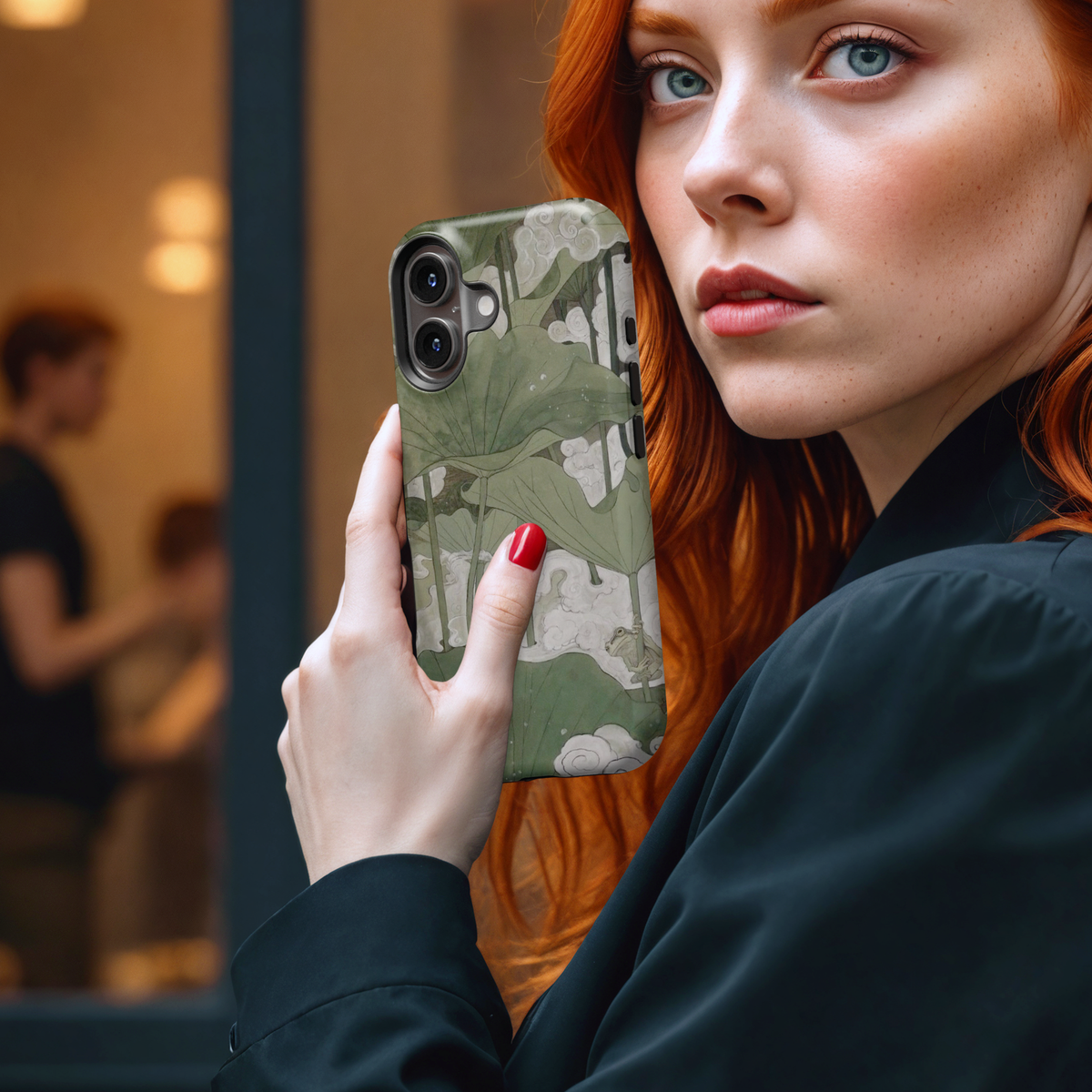 Green Lotus Leaf Frog MgaSafe Tough Phone Case for iPhone and Samsung
