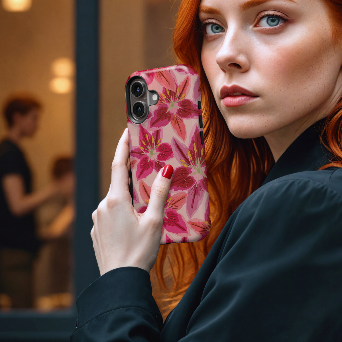 Magenta Lily Floral MgaSafe Tough Cover for iPhone and Samsung