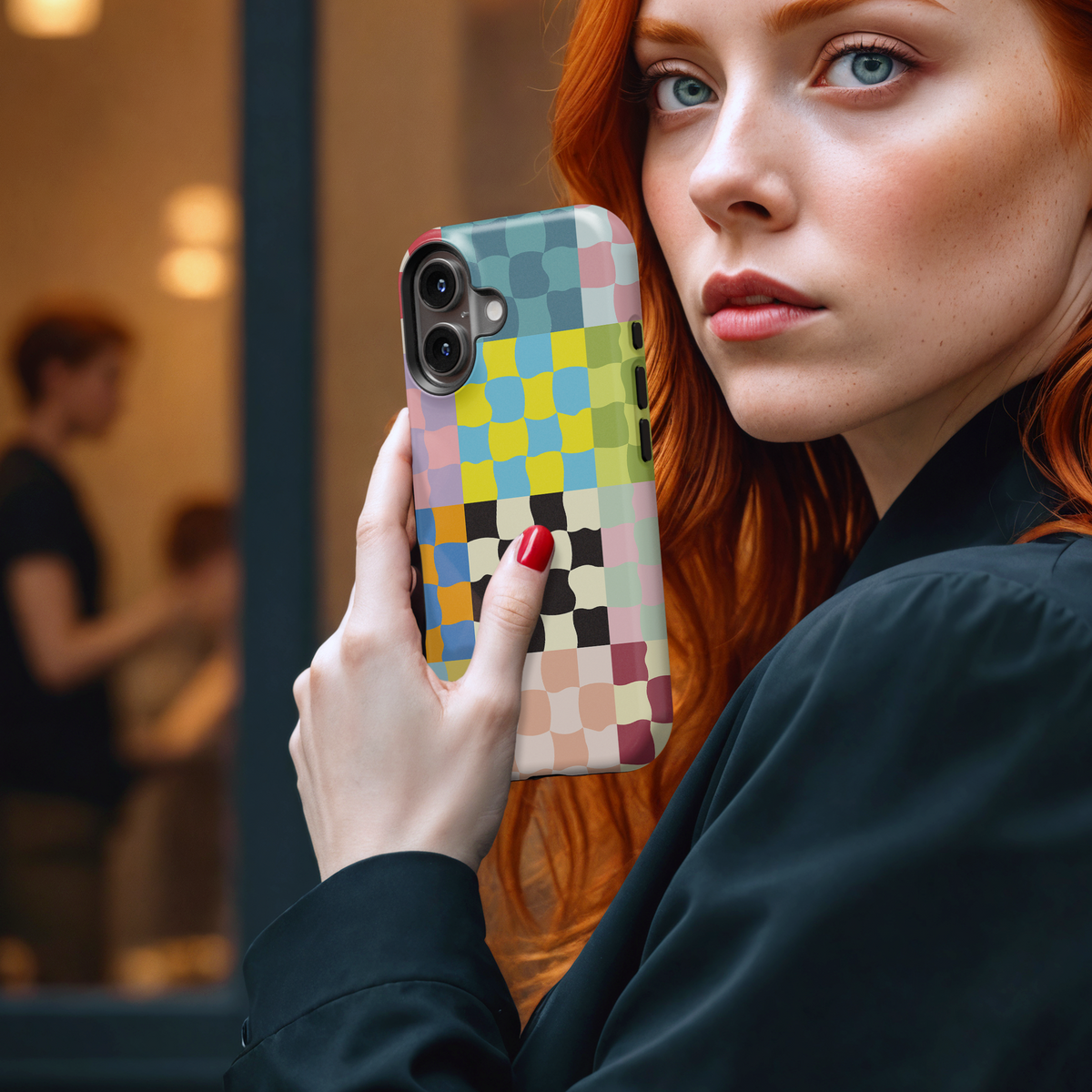 Wavy Checkerboard Patchwork MgaSafe Tough Cover for iPhone and Samsung