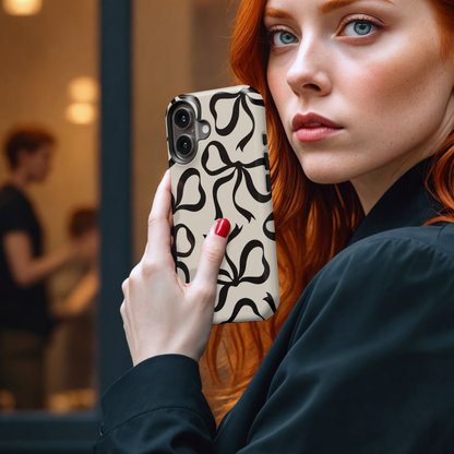Black Bow Ribbon MgaSafe Tough Cover for iPhone and Samsung