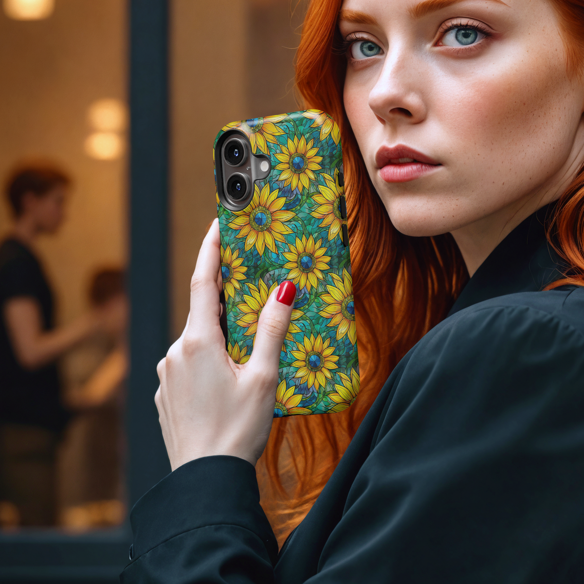 Stained Glass Sunflower MgaSafe Tough Cover for iPhone and Samsung