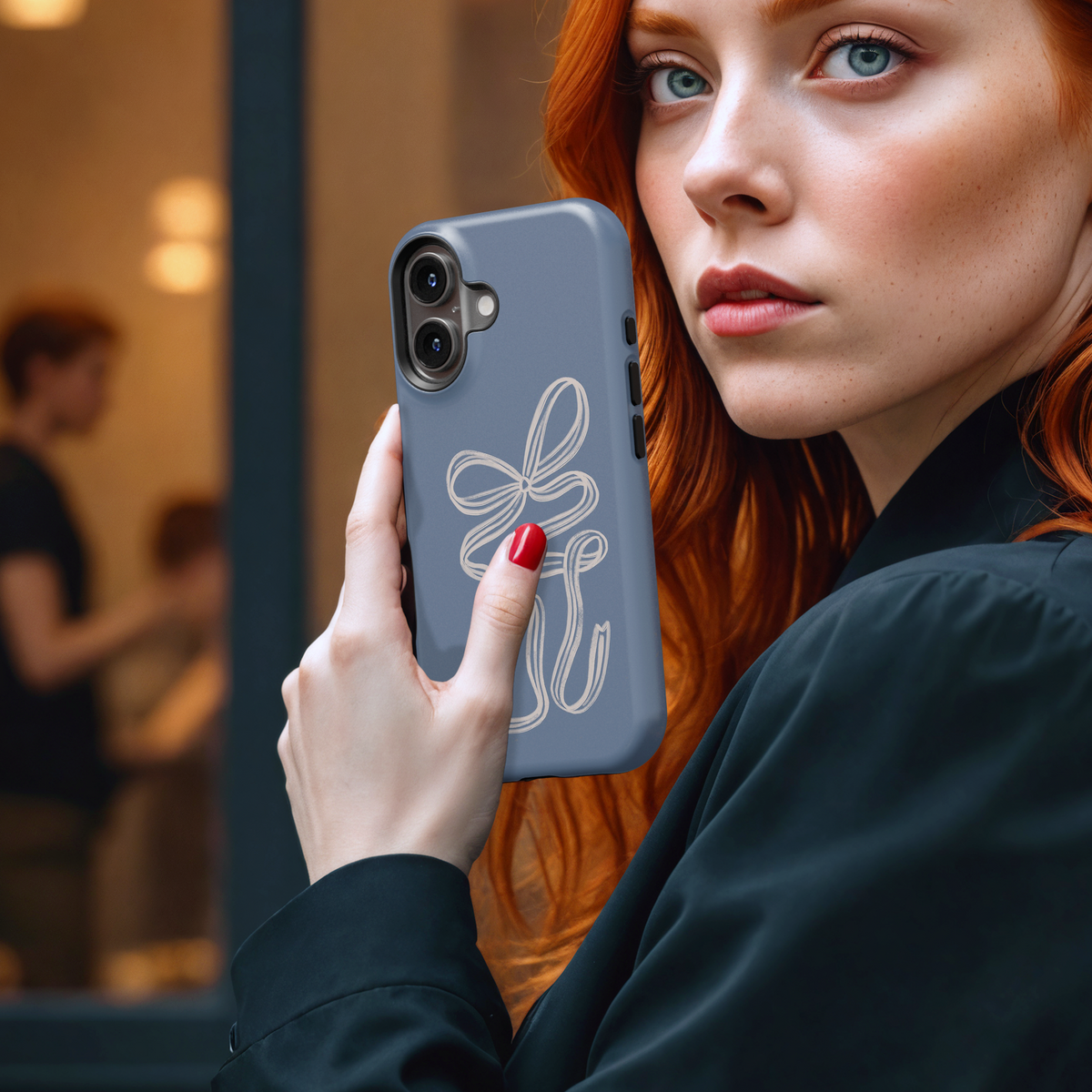 Minimal White Ribbon Bow MgaSafe Tough Phone Case for iPhone and Samsung