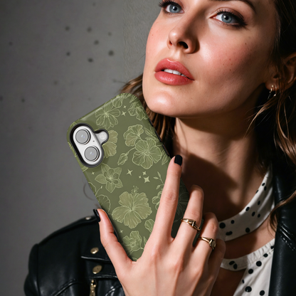 Dark Green Wildflower MgaSafe Tough Phone Case for iPhone and Samsung