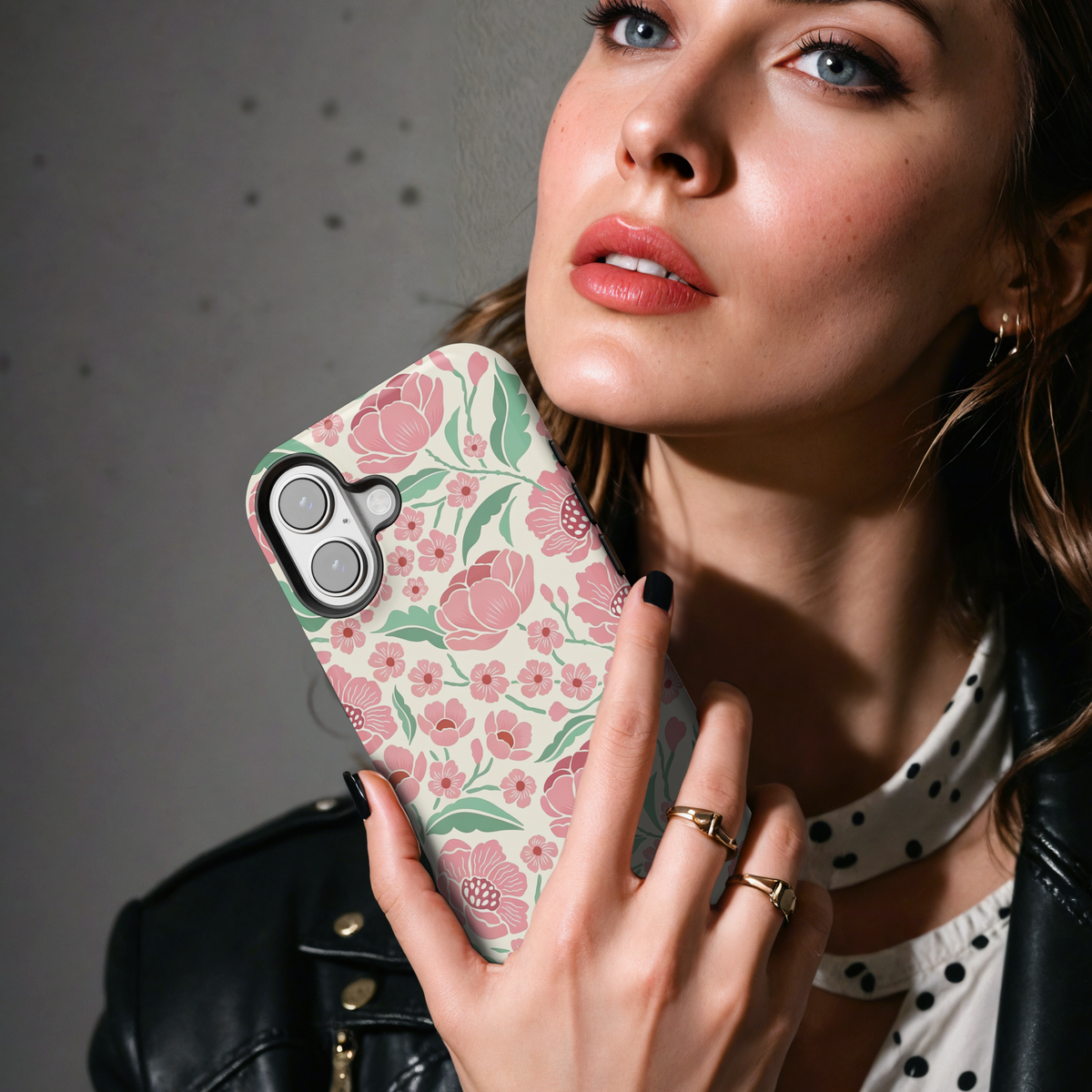 Retro Pink Wildflower MgaSafe Tough Phone Case for iPhone and Samsung