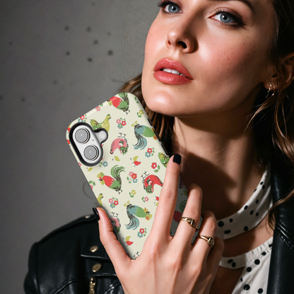 Rooster Chicken Floral MgaSafe Tough Phone Case for iPhone and Samsung