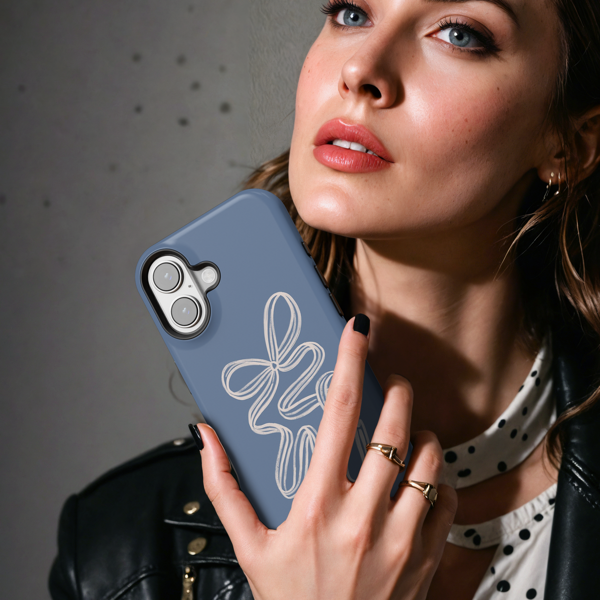 Minimal White Ribbon Bow MgaSafe Tough Phone Case for iPhone and Samsung