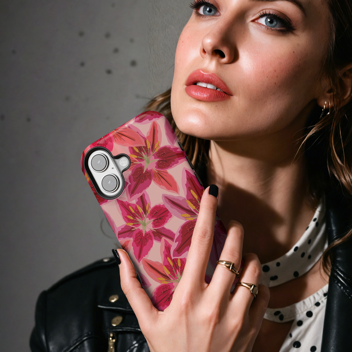 Magenta Lily Floral MgaSafe Tough Cover for iPhone and Samsung