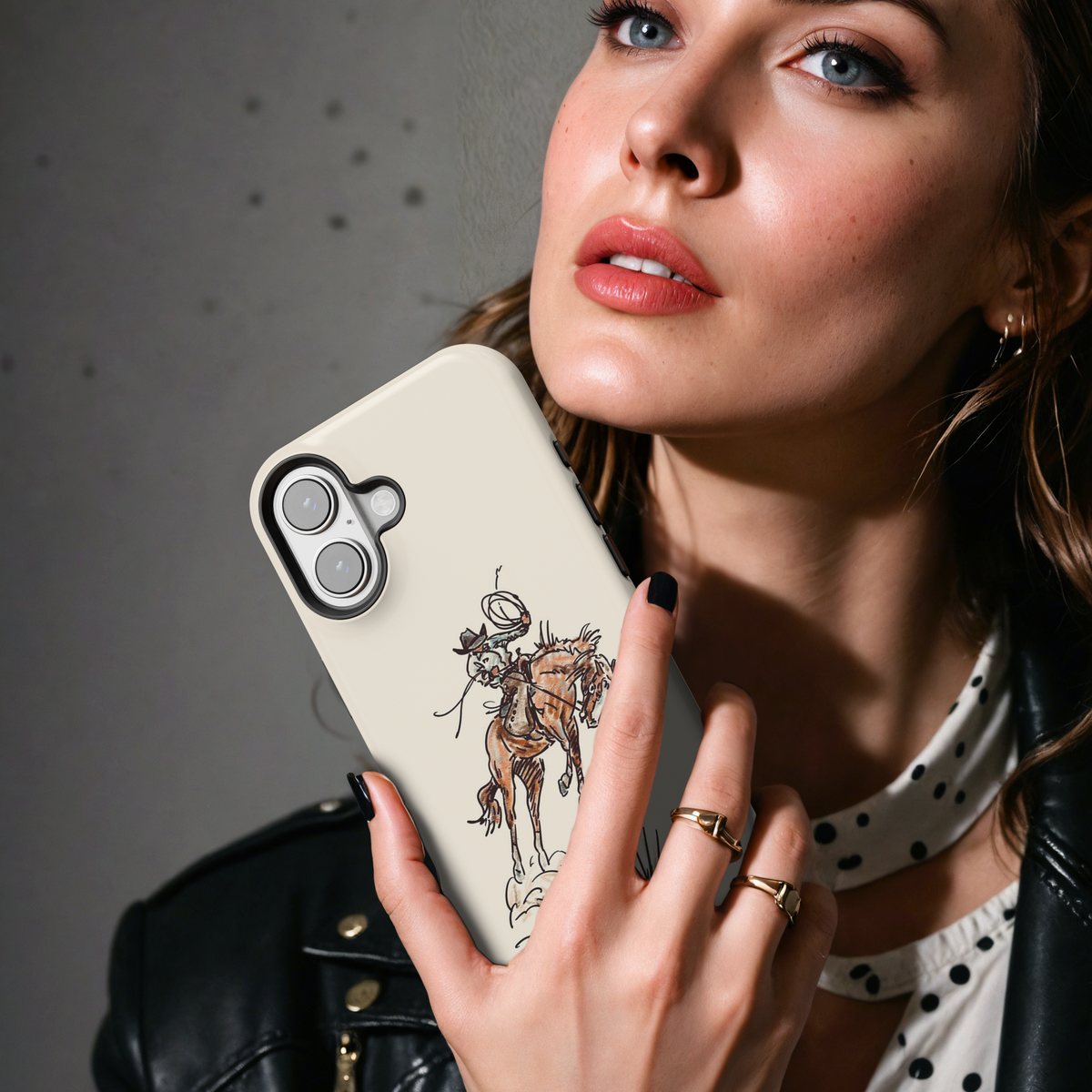 Vintage Cowboy Rodeo Horse MgaSafe Tough Cover for iPhone and Samsung